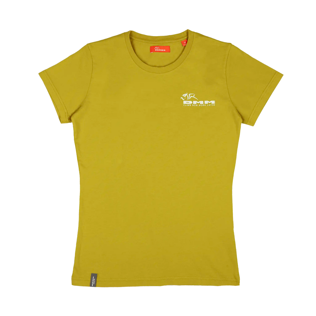 logo and slogan tee in warm olive colour womens