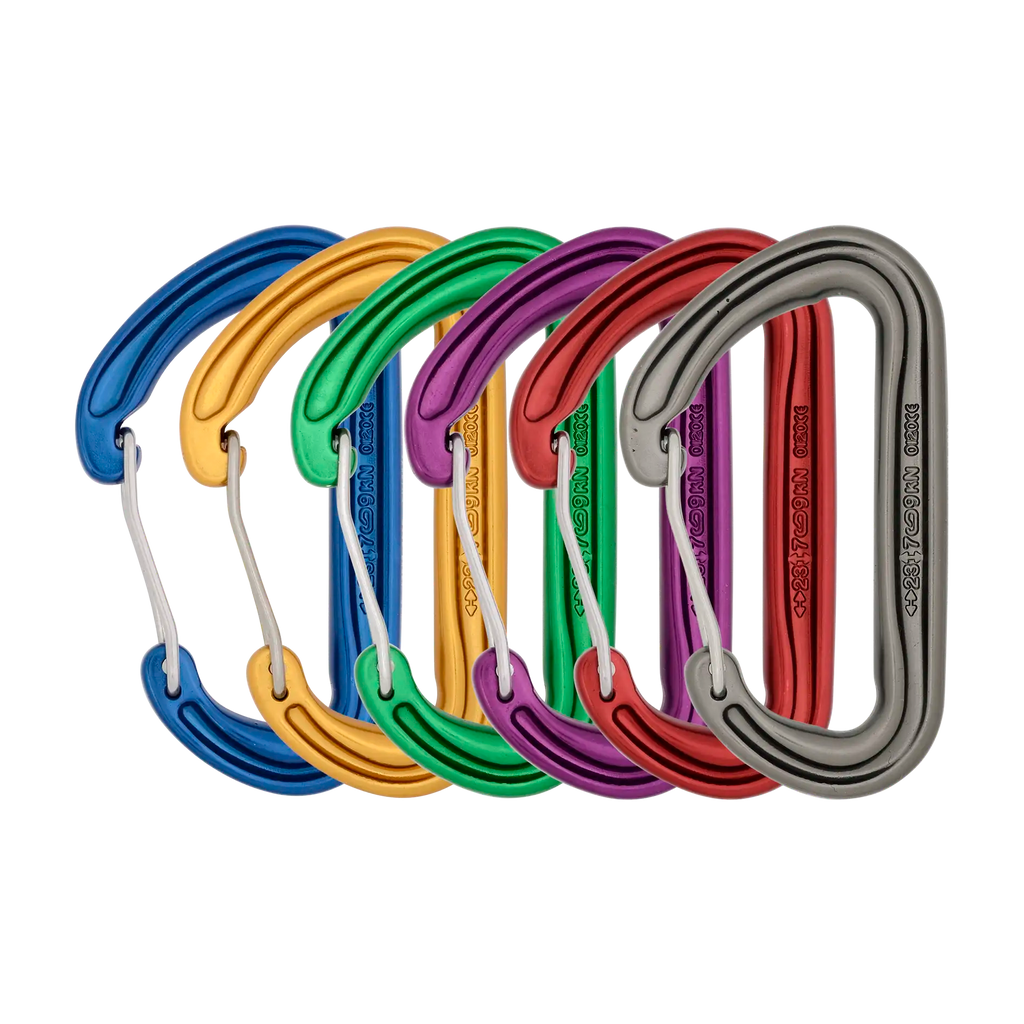 lightweight wire gate carabiner six pack assorted colours