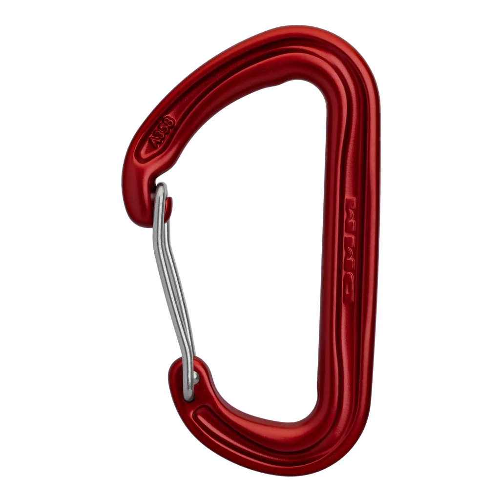 trad climbing wire gate carabiner ideal for racking cams red