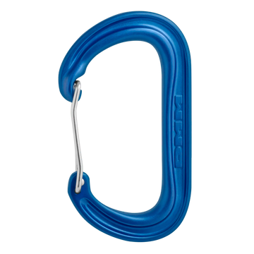 Offset oval carabiner wire gate ideal for racking nuts and gear blue
