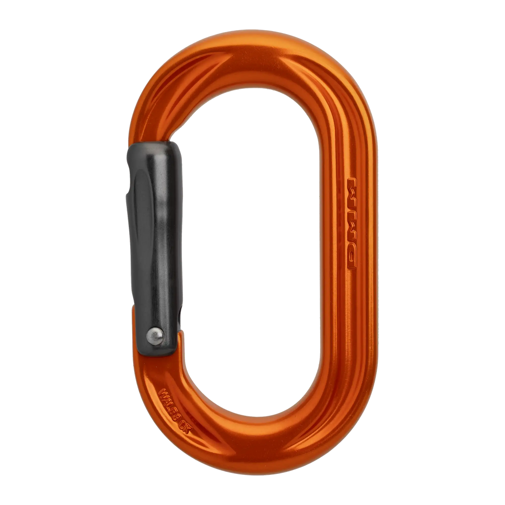 oval solid gate carabiner clean nose for no snag orange