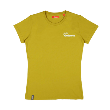 logo and slogan tee in warm olive colour womens